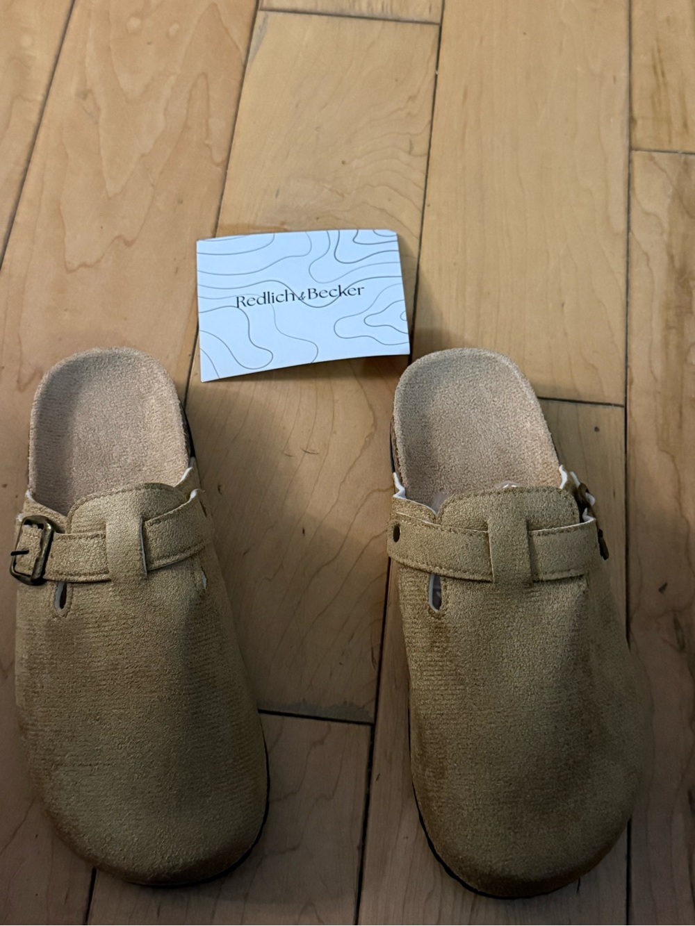 Women's Tan Suede Slide Sandals